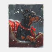 Doberman Hond Kerstfeest Fleece Deken (Voorkant)