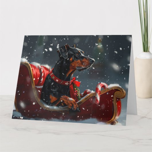 Doberman Hond Kerstfeest Kaart (Voorkant)