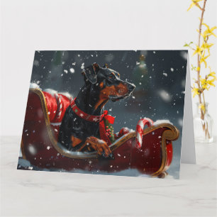 Doberman Hond Kerstfeest Kaart