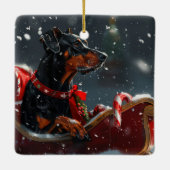 Doberman Hond Kerstfeest Keramisch Ornament (Achterkant)