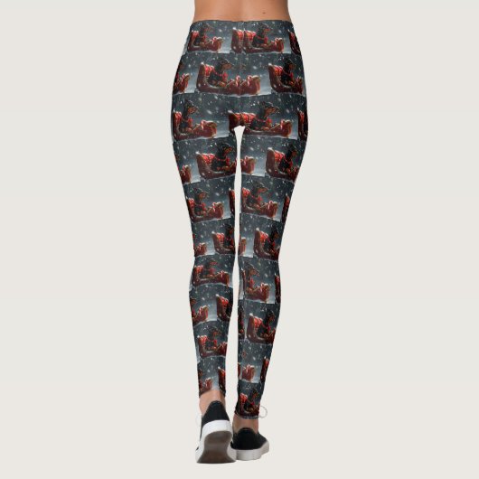 Doberman Hond Kerstfeest Leggings (Achterkant)