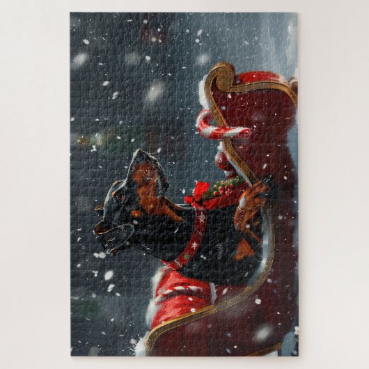 Doberman Hond Kerstfeest Legpuzzel (Verticaal)