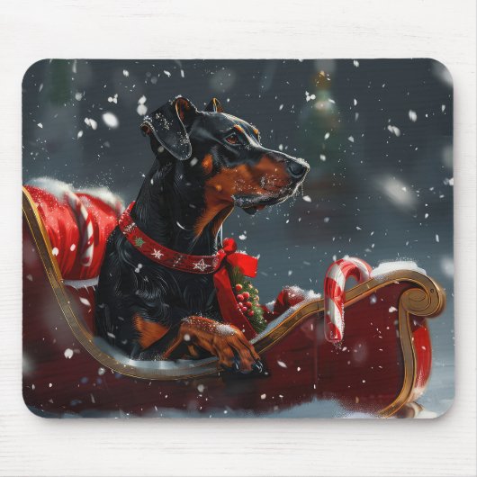 Doberman Hond Kerstfeest Muismat (Voorkant)