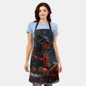 Doberman Hond Kerstfeest Schort (Gedragen)