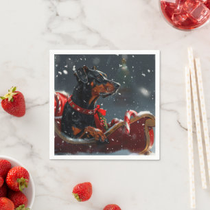 Doberman Hond Kerstfeest Servet