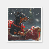 Doberman Hond Kerstfeest Servet (Voorkant)