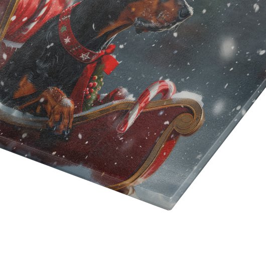 Doberman Hond Kerstfeest Snijplank (Hoek)