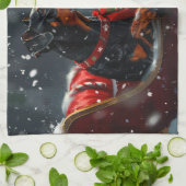 Doberman Hond Kerstfeest Theedoek (Gevouwen)