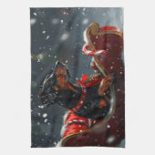 Doberman Hond Kerstfeest Theedoek (Verticaal)