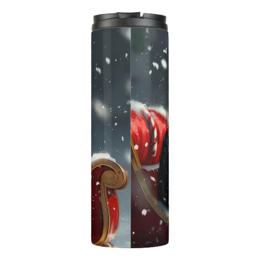 Doberman Hond Kerstfeest Thermosbeker (Achterkant)