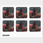 Doberman Hond Kerstfeest Vierkante Sticker (Vel)