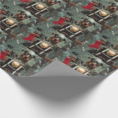 Doberman Hond Rijden Motorfiets Kerstmis Cadeaupapier (Hoek)