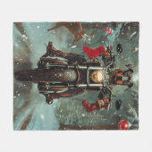 Doberman Hond Rijden Motorfiets Kerstmis Fleece Deken (Voorkant (Horizontaal))