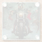 Doberman Hond Rijden Motorfiets Kerstmis Glazen Onderzetter (Achterkant)