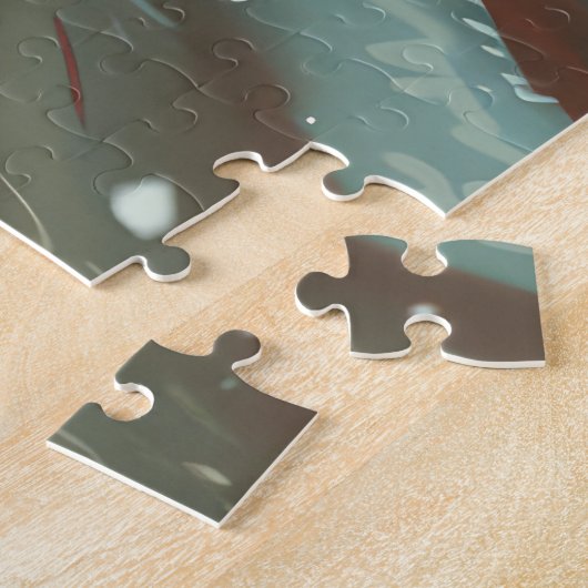 Doberman Hond Rijden Motorfiets Kerstmis Legpuzzel (Zijkant)