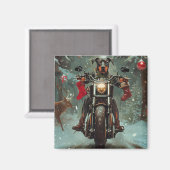 Doberman Hond Rijden Motorfiets Kerstmis Magneet (Voorkant / Achterkant)