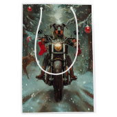 Doberman Hond Rijden Motorfiets Kerstmis Medium Cadeauzakje (Voorkant)