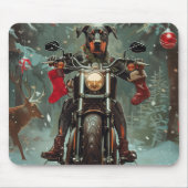 Doberman Hond Rijden Motorfiets Kerstmis Muismat (Voorkant)