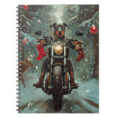 Doberman Hond Rijden Motorfiets Kerstmis Notitieboek (Voorkant)