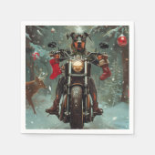 Doberman Hond Rijden Motorfiets Kerstmis Servet (Voorkant)
