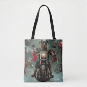 Doberman Hond Rijden Motorfiets Kerstmis Tote Bag (Voorkant)