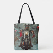 Doberman Hond Rijden Motorfiets Kerstmis Tote Bag (Achterkant)