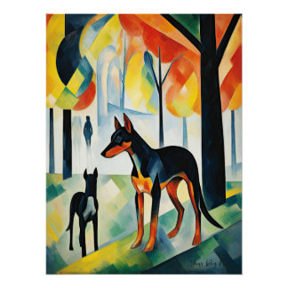 Doberman hond wandelen in het park 05 - Madeleine Perfect Poster