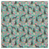 Doberman honden floraalturquoise stof (Swatch)