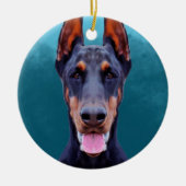 Doberman hondenportret keramisch ornament (Voorkant)