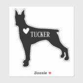 Doberman Hondenras Silhouet Aangepaste naam Sticker (Vel)
