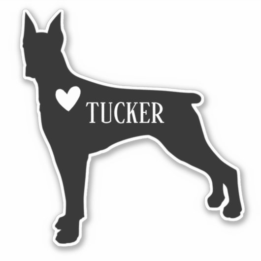 Doberman Hondenras Silhouet Aangepaste naam Sticker (Voorkant)