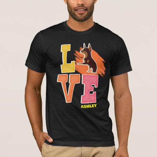 Doberman houdt van schattige kleur t-shirt (Voorkant)