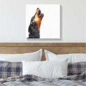 Doberman howling, close-up canvas afdruk (Insitu (Slaapkamer))