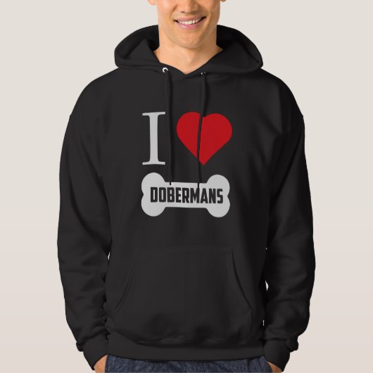 Doberman I Heart Dobermans Bone Hoodie (Voorkant)