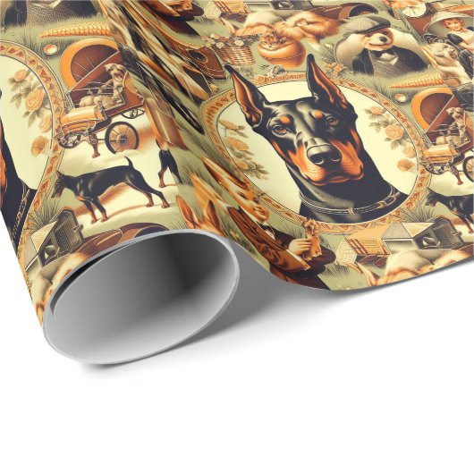  Doberman Illustratie Cadeaupapier (Rol Hoek)