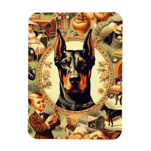  Doberman Illustratie Magneet (Verticaal)