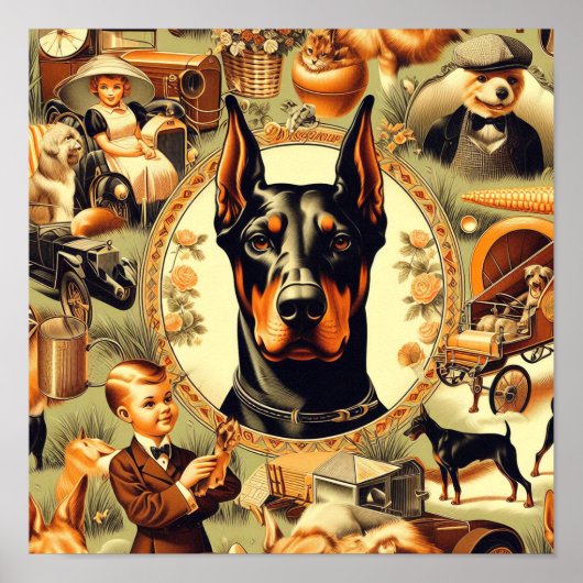  Doberman Illustratie Poster (Voorkant)