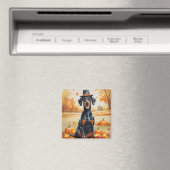 Doberman in Autumn verlaat Thanksgiving Magneet (Insitu (Vaatwasser))