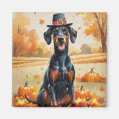 Doberman in Autumn verlaat Thanksgiving Magneet (Voorkant)
