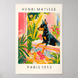 Doberman in bad, Poster voor honden