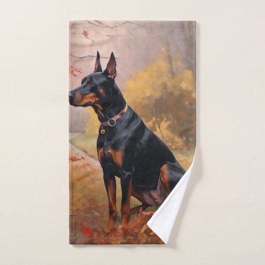 Doberman in de herfst laat Herfst inspireren Bad Handdoek (Handdoek)