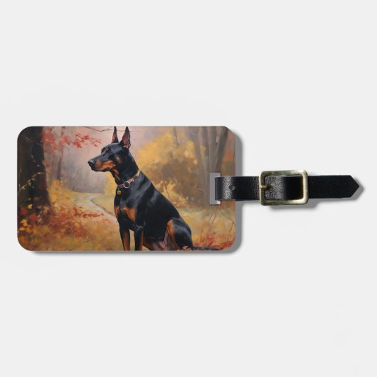Doberman in de herfst laat Herfst inspireren Bagagelabel (Voorkant horizontaal)