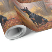 Doberman in de herfst laat Herfst inspireren Cadeaupapier (Rol Hoek)