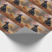 Doberman in de herfst laat Herfst inspireren Cadeaupapier (Hoek)