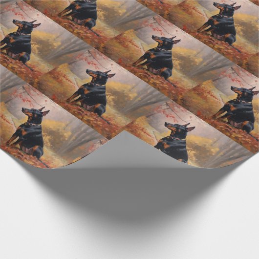 Doberman in de herfst laat Herfst inspireren Cadeaupapier (Hoek)