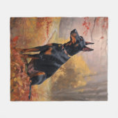 Doberman in de herfst laat Herfst inspireren Fleece Deken (Voorkant (Horizontaal))