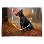 Doberman in de herfst laat Herfst inspireren Groot Cadeauzakje (Voorkant)