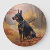 Doberman in de herfst laat Herfst inspireren Grote Klok (Voorkant)