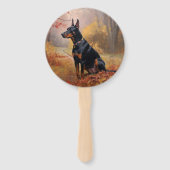 Doberman in de herfst laat Herfst inspireren Handwaaier (Voorkant)