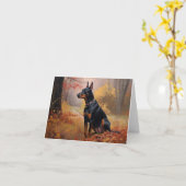 Doberman in de herfst laat Herfst inspireren Kaart (Gele Bloem)